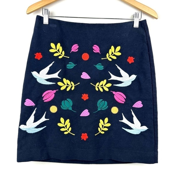 Boden Fenella Rainbow Floral Bird Embroidered Skirt Size 4 - Picture 3 of 12